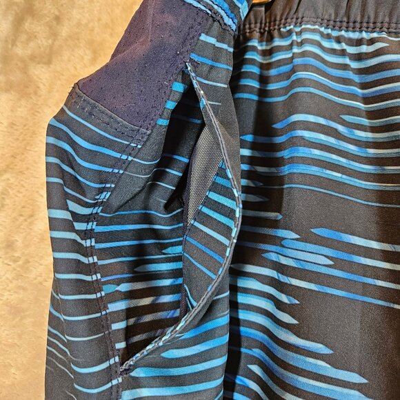 Speedo Mens XL Swim Shorts Blue & Navy Striped Quick-Dry Polyester Blend - Picture 8 of 13